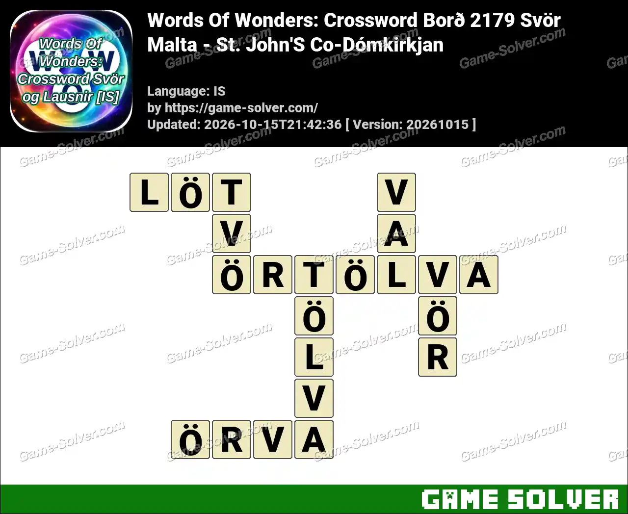 Words Of Wonders: Crossword Borð 2179 Svör – Malta – St. John’S Co-Dómkirkjan